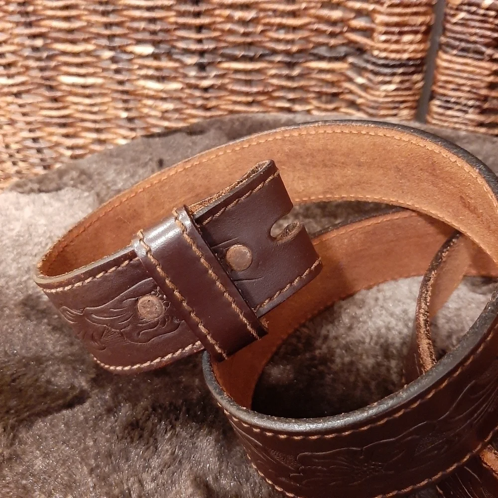 Chambers Belt Co. Top Grain Steer Hide Leather Belt 38 Tooled Floral Belt Boho